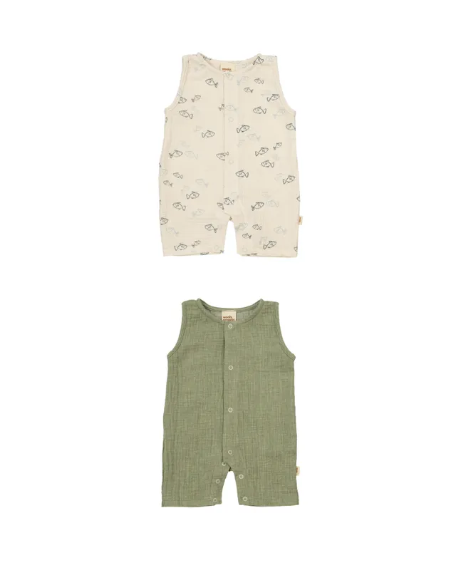 Woolly Organic Romper GOTS SS27 pagliaccetto mussola cotone