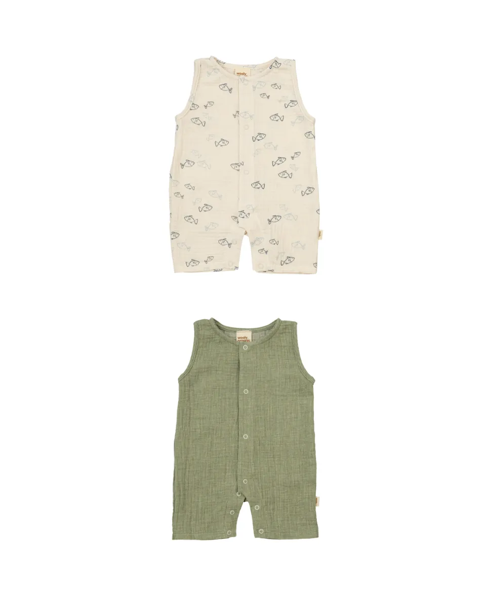 Woolly Organic Romper GOTS SS27 pagliaccetto mussola cotone