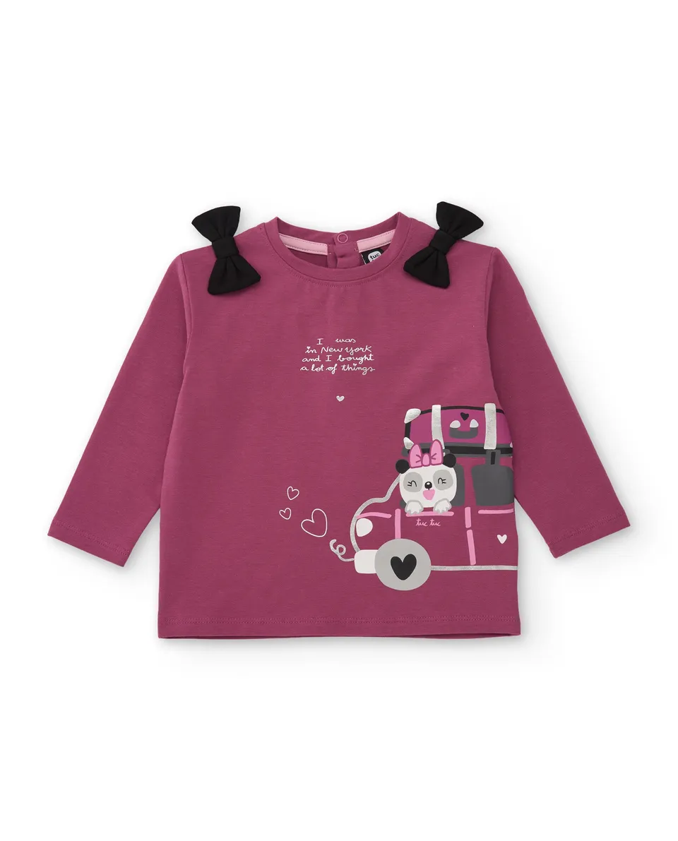 TucTuc Magliette maglia bambina viola fiocchi spalle