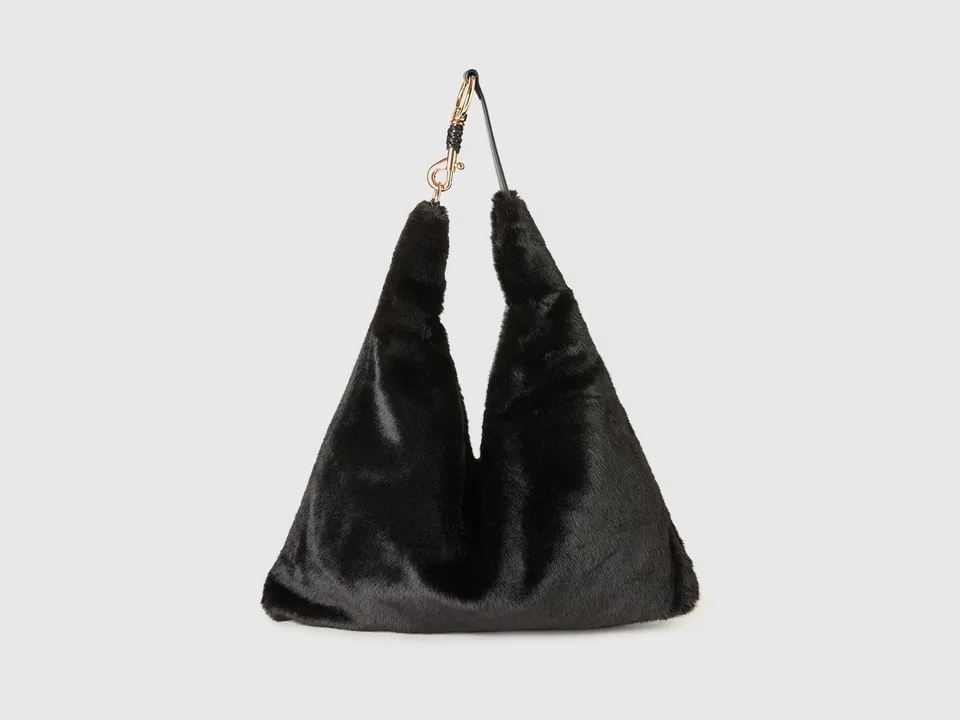 United Colors of Benetton Faux fur hobo bag borsa donna pelo