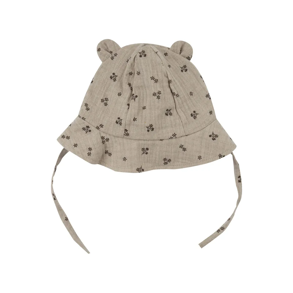 Woolly Organic Muslin cappello sole neonato orsetto cotone bio