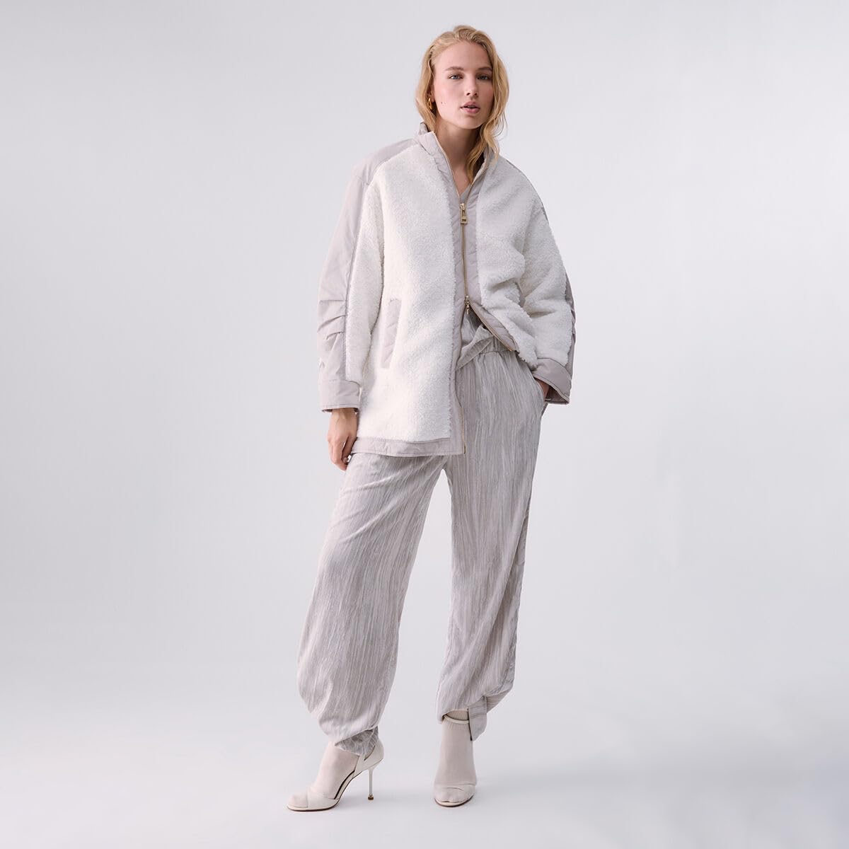 Liu Jo Bomber Oversize Teddy Donna L Viola Nylon Zip