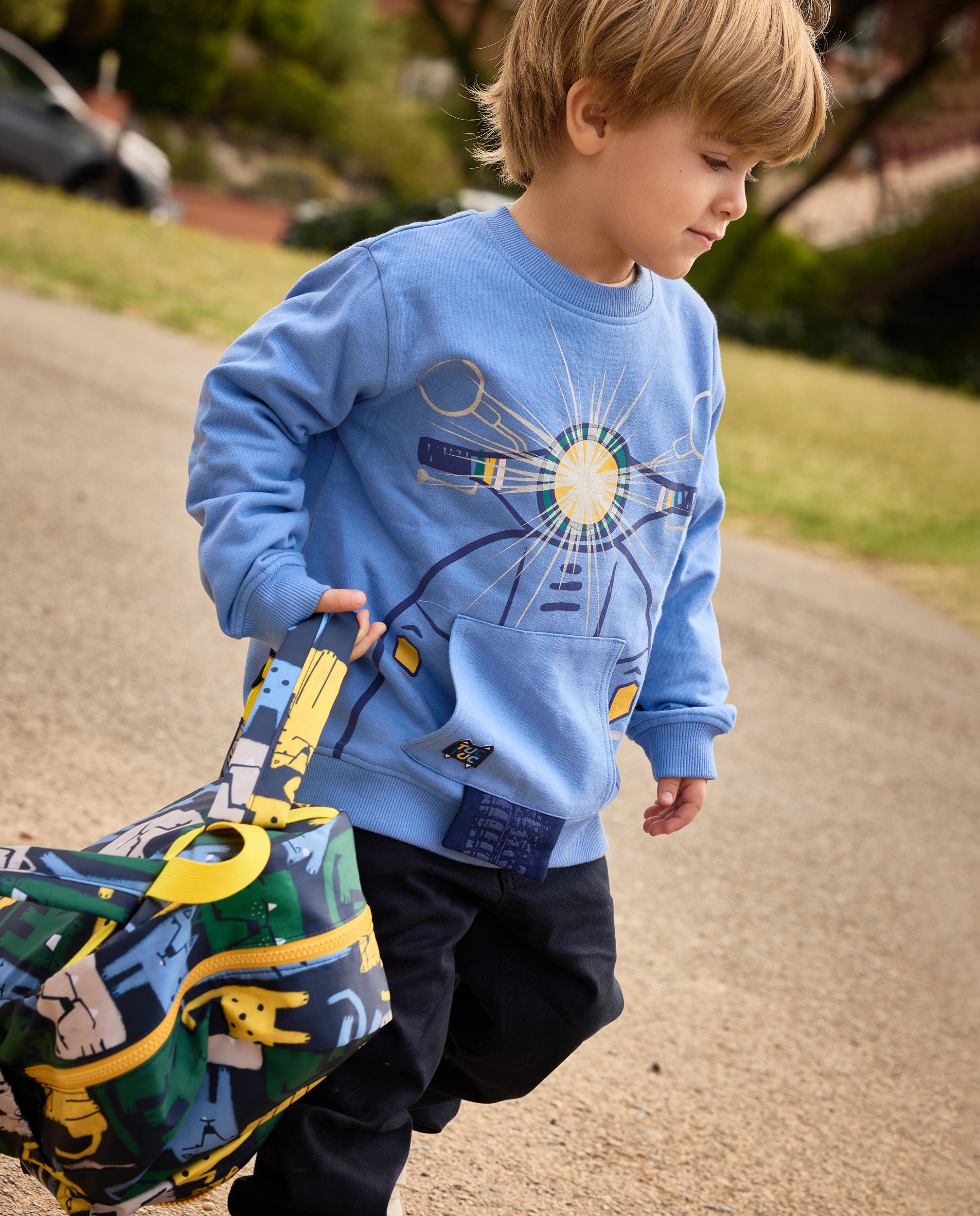TucTuc Pantaloni bambino blu marino cotone dritto