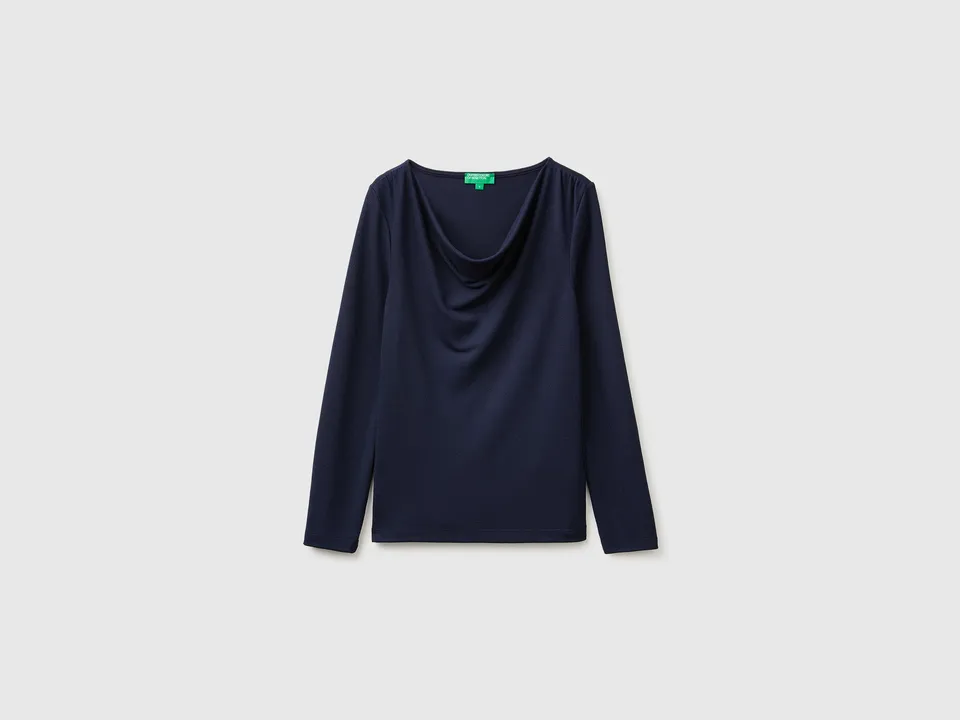 United Colors of Benetton T-shirt Scollo Drappeggio Viscosa Elasticizzata