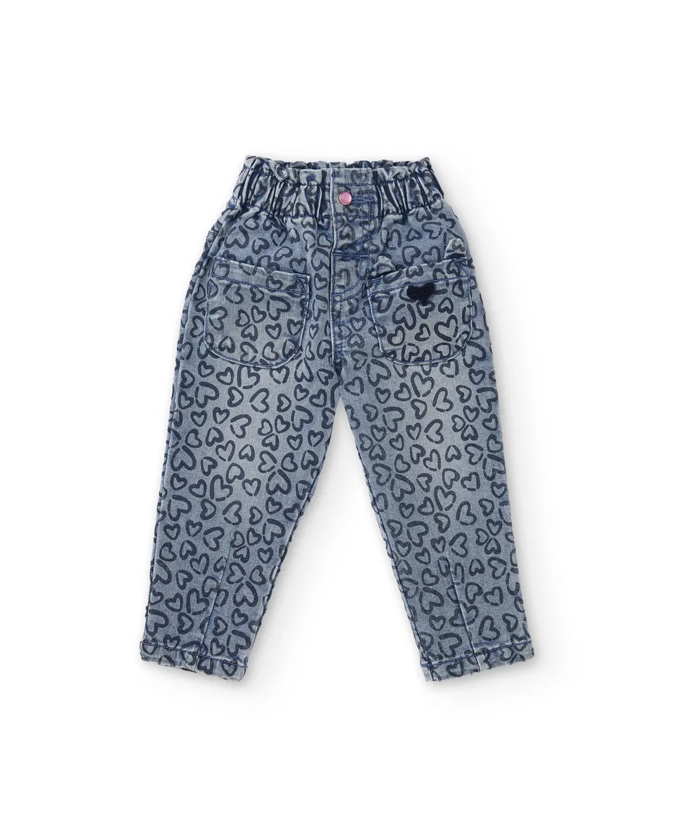 TucTuc Pantaloni Jeans cuori bambina denim 4A
