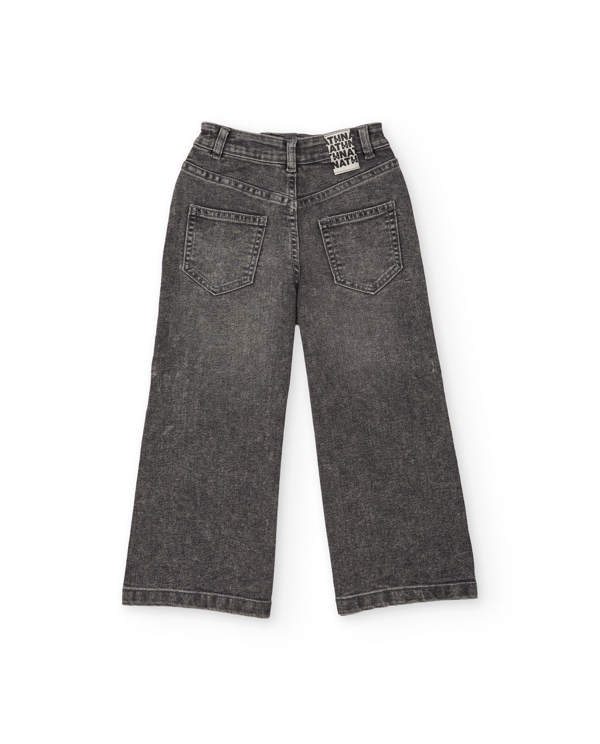 TucTuc Pantaloni Jeans bambina gamba larga grigio strass