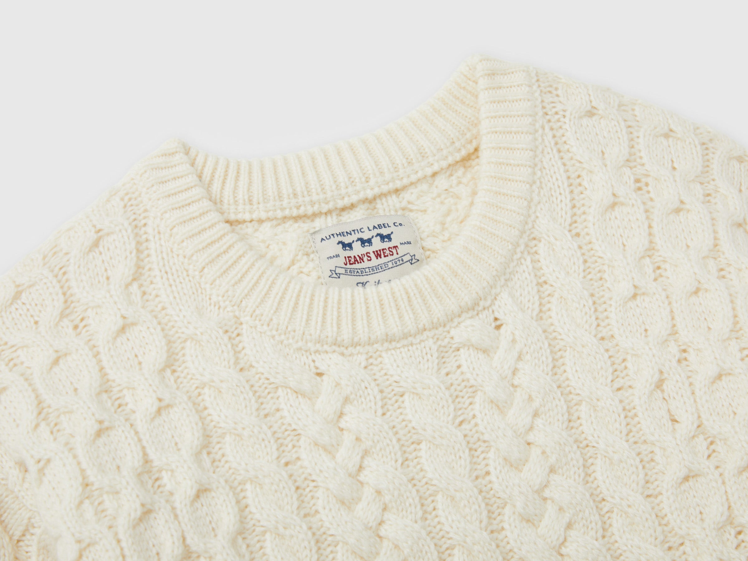 United Colors of Benetton Cable Knit maglione lana trecce bambino