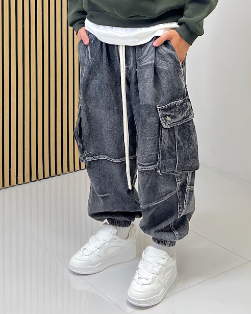 Sottosopra Duca Homme AN838305P jeans baggy cargo nero taglia L