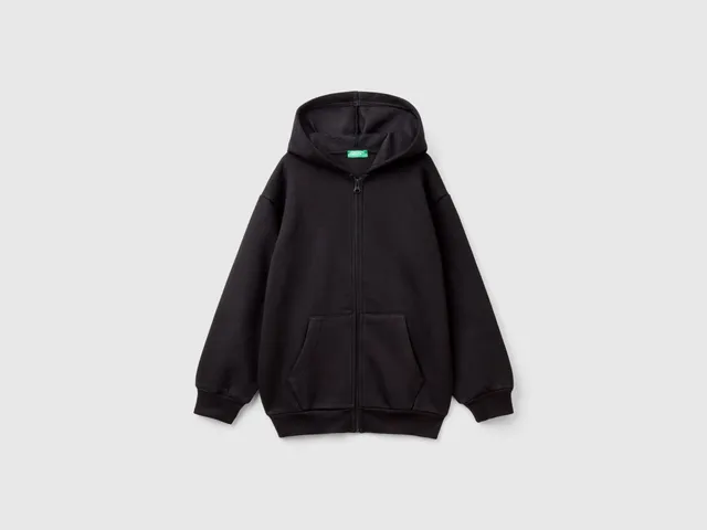 United Colors of Benetton Felpa Zip Cappuccio Cotone Oversize L