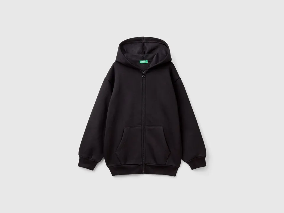 United Colors of Benetton Felpa Zip Cappuccio Cotone Oversize L