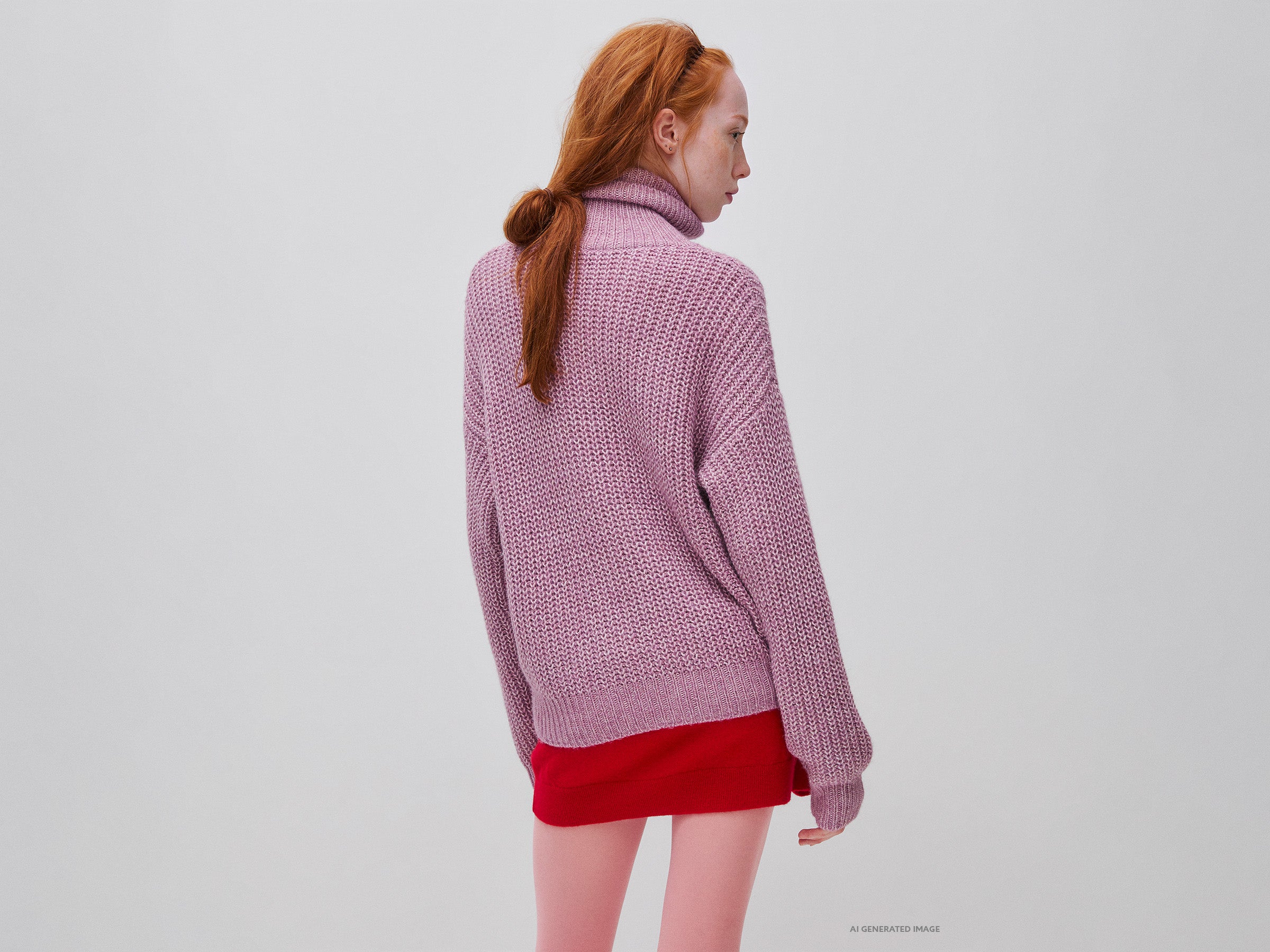 Benetton Maglione Collo Alto Mezza Zip Melange