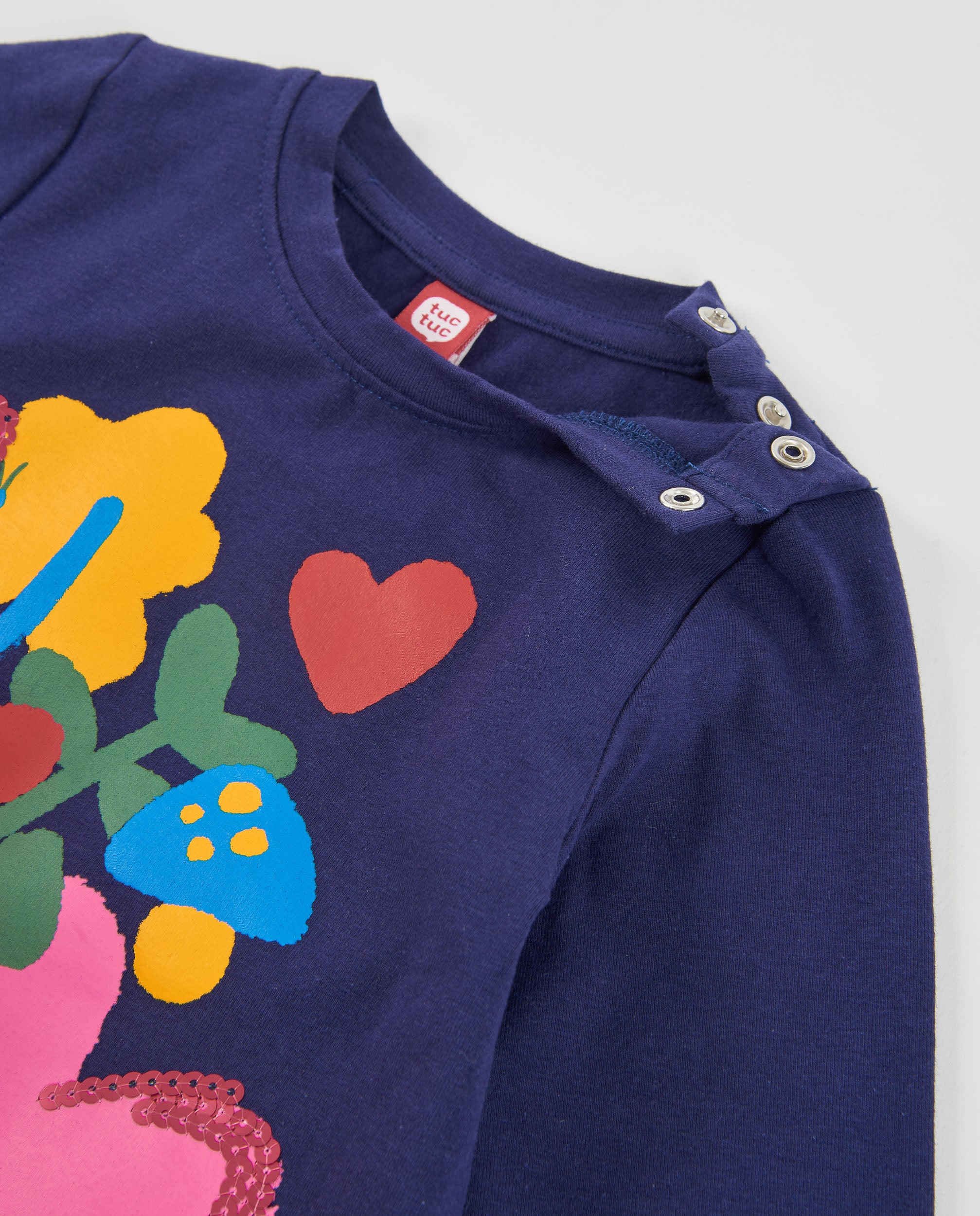 TucTuc Maglietta cotone bambina maniche lunghe fiori blu
