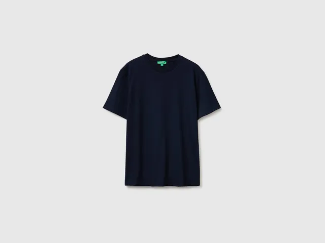 United Colors of Benetton T-Shirts T-Shirt Cotone Blu Maniche Corte