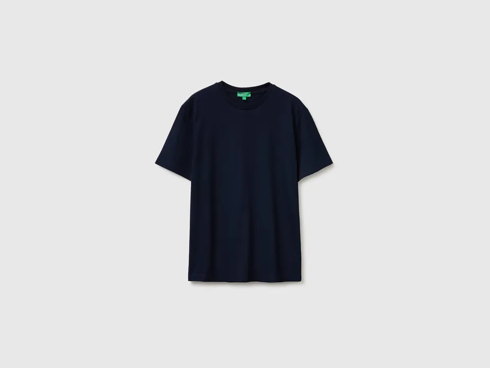 United Colors of Benetton T-Shirts T-Shirt Cotone Blu Maniche Corte