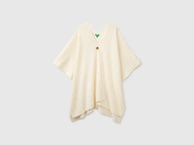 United Colors of Benetton Mantella trecce lana poncho taglia unica