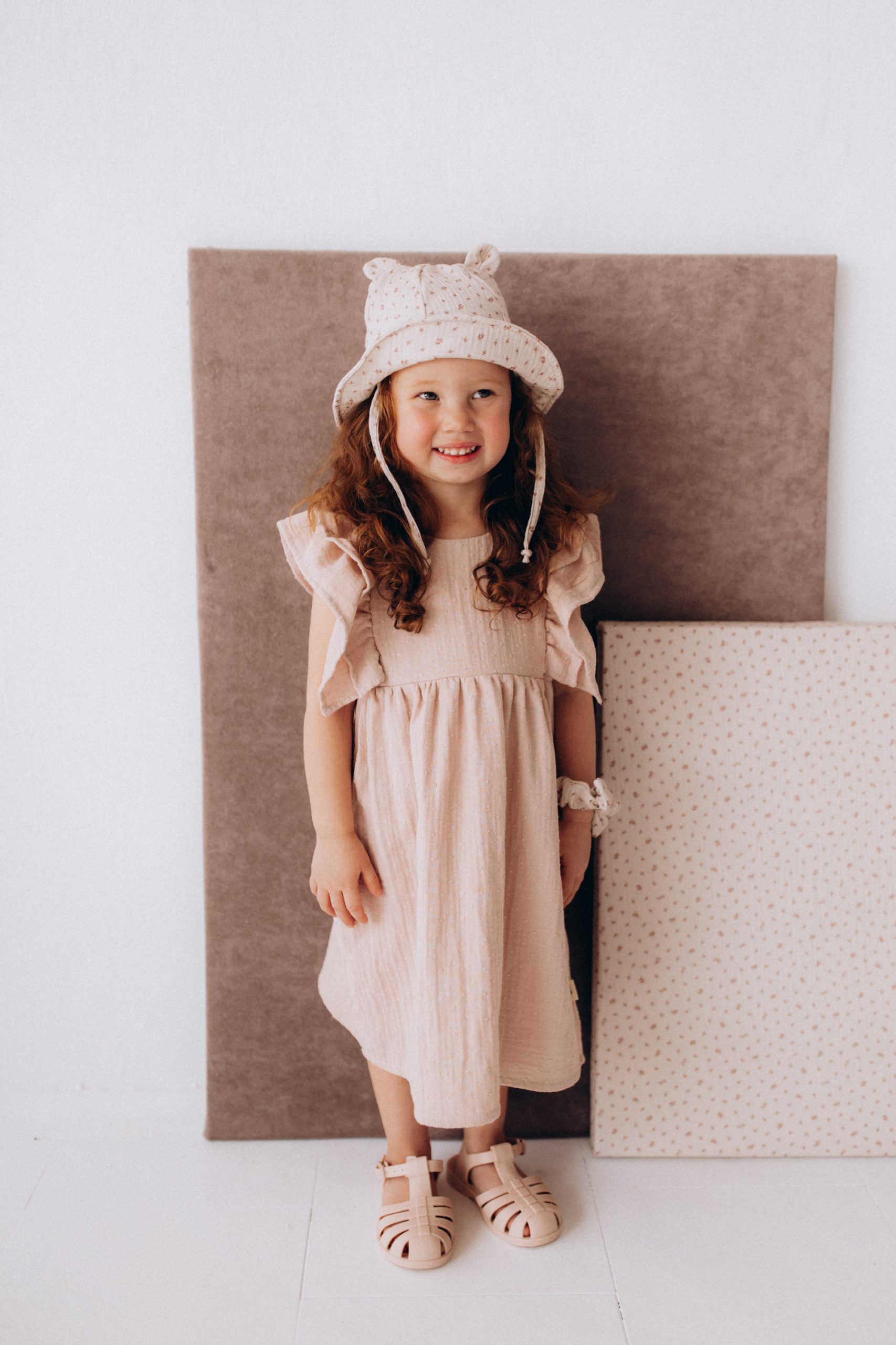 Woolly Organic Muslin Vestito Bambina Cotone Bio Volant