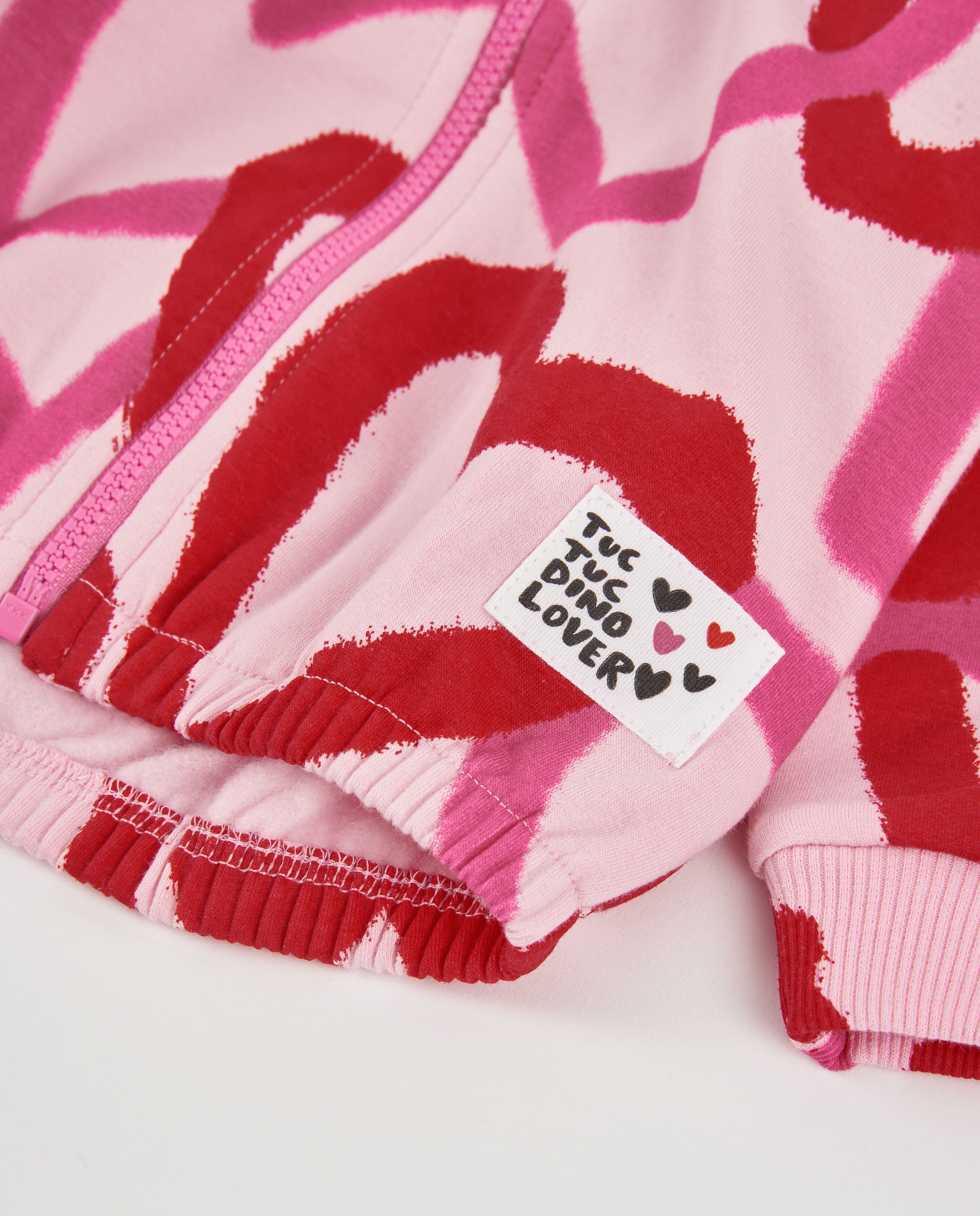 TucTuc Felpe Felpa Bambina con Zip Rosa Stampa Cuori