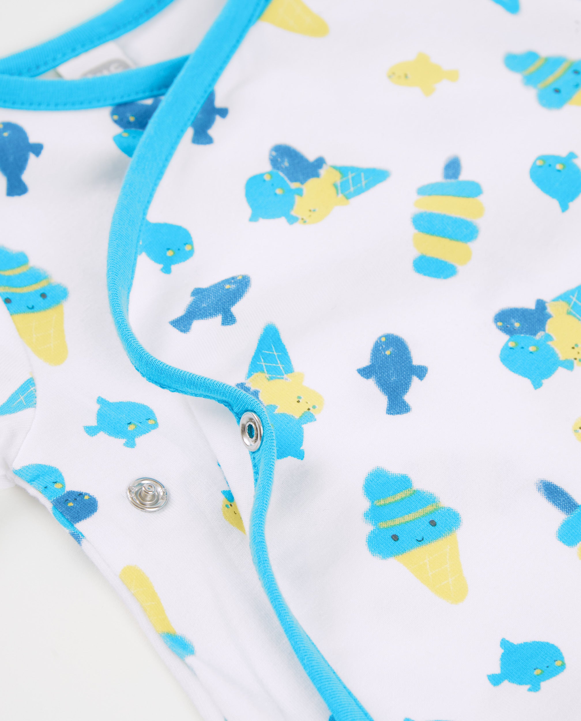 TucTuc Completi completo neonato bianco pesciolini blu