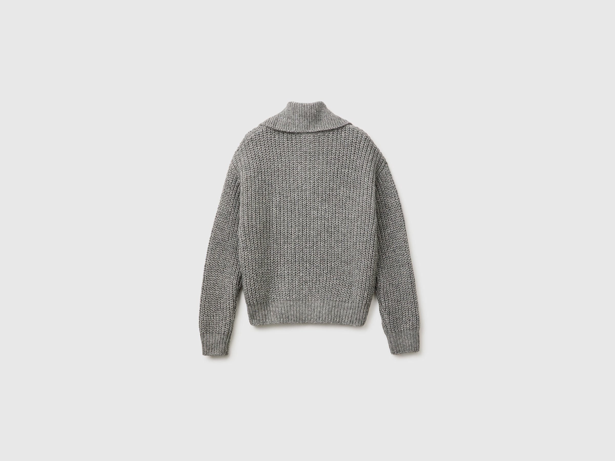 Benetton Sweaters maglione melange collo alto mezza zip taglia M