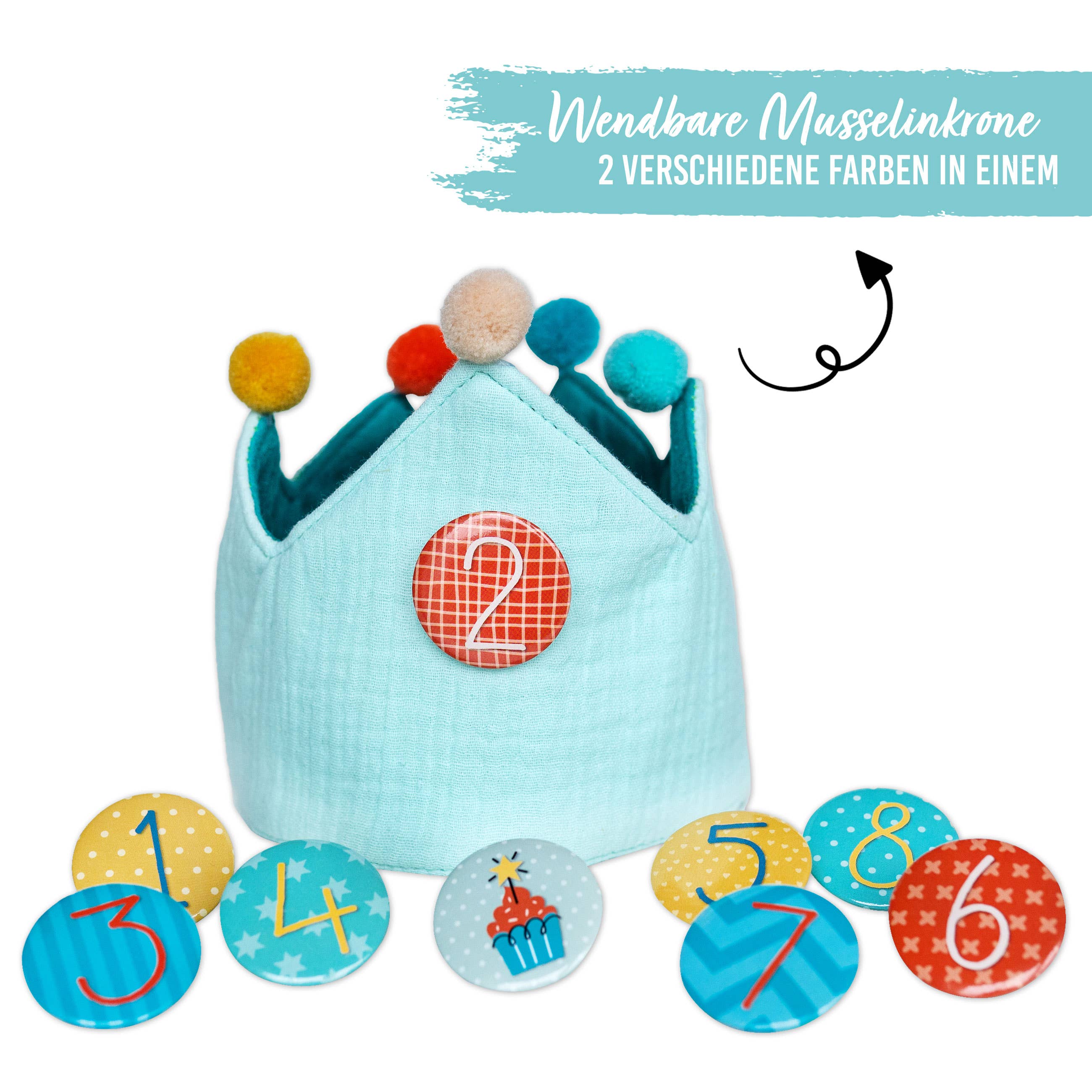 Papierdrachen Corona Compleanno mussola turchese numeri