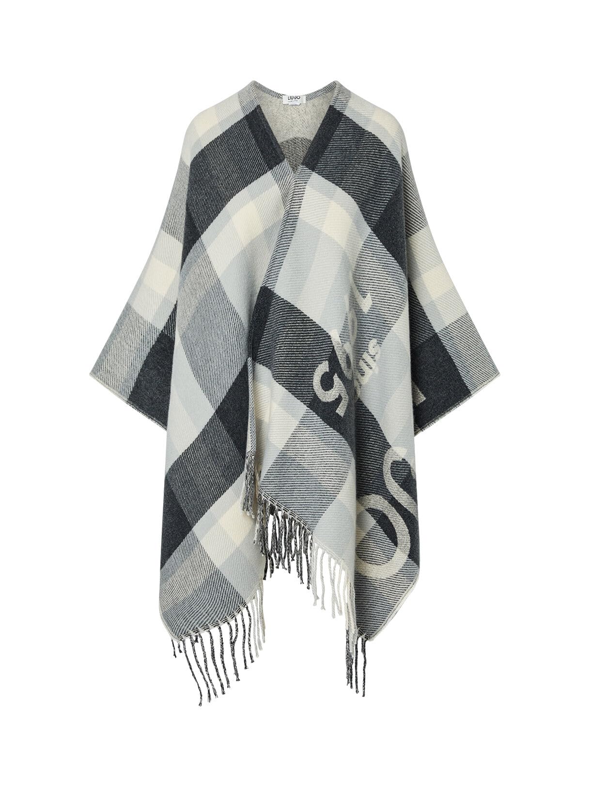 Liu Jo Poncho Check Jacquard mantella marrone