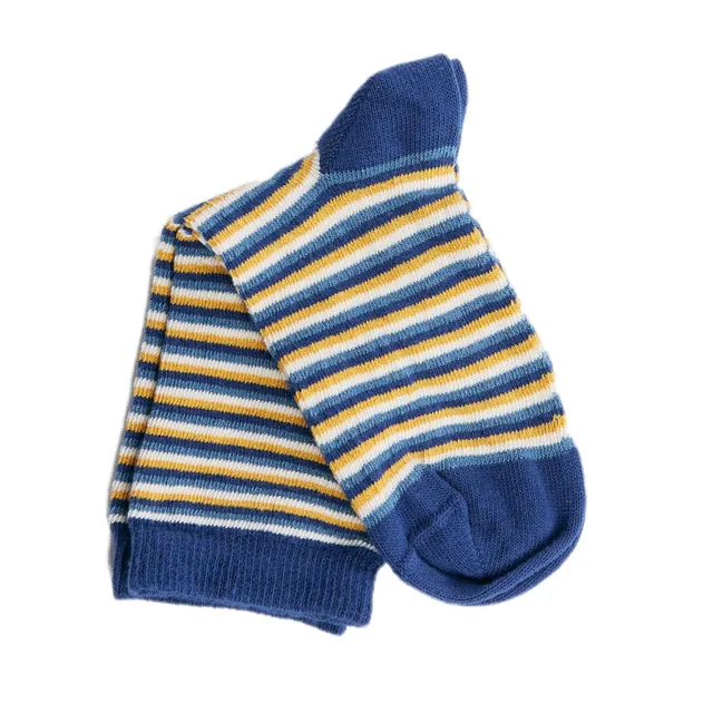Leela Giallo-Blu calzini bimbo cotone organico 21-23