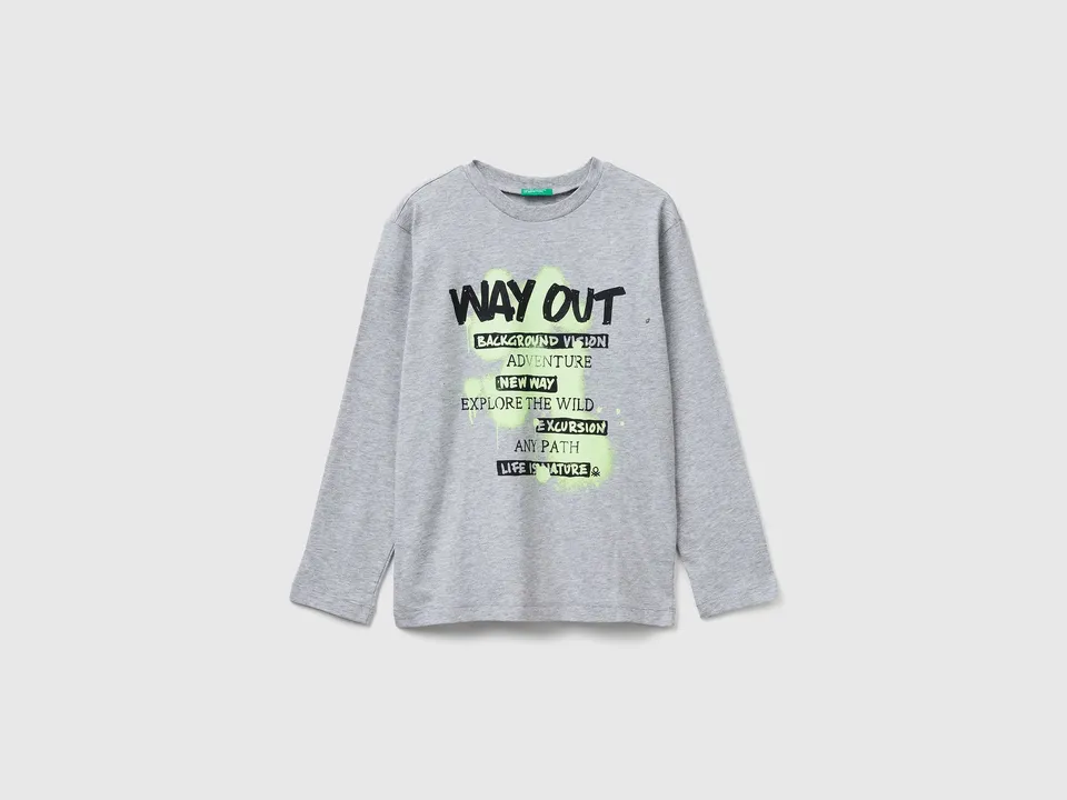 United Colors of Benetton T-shirt Manica Lunga con Stampa