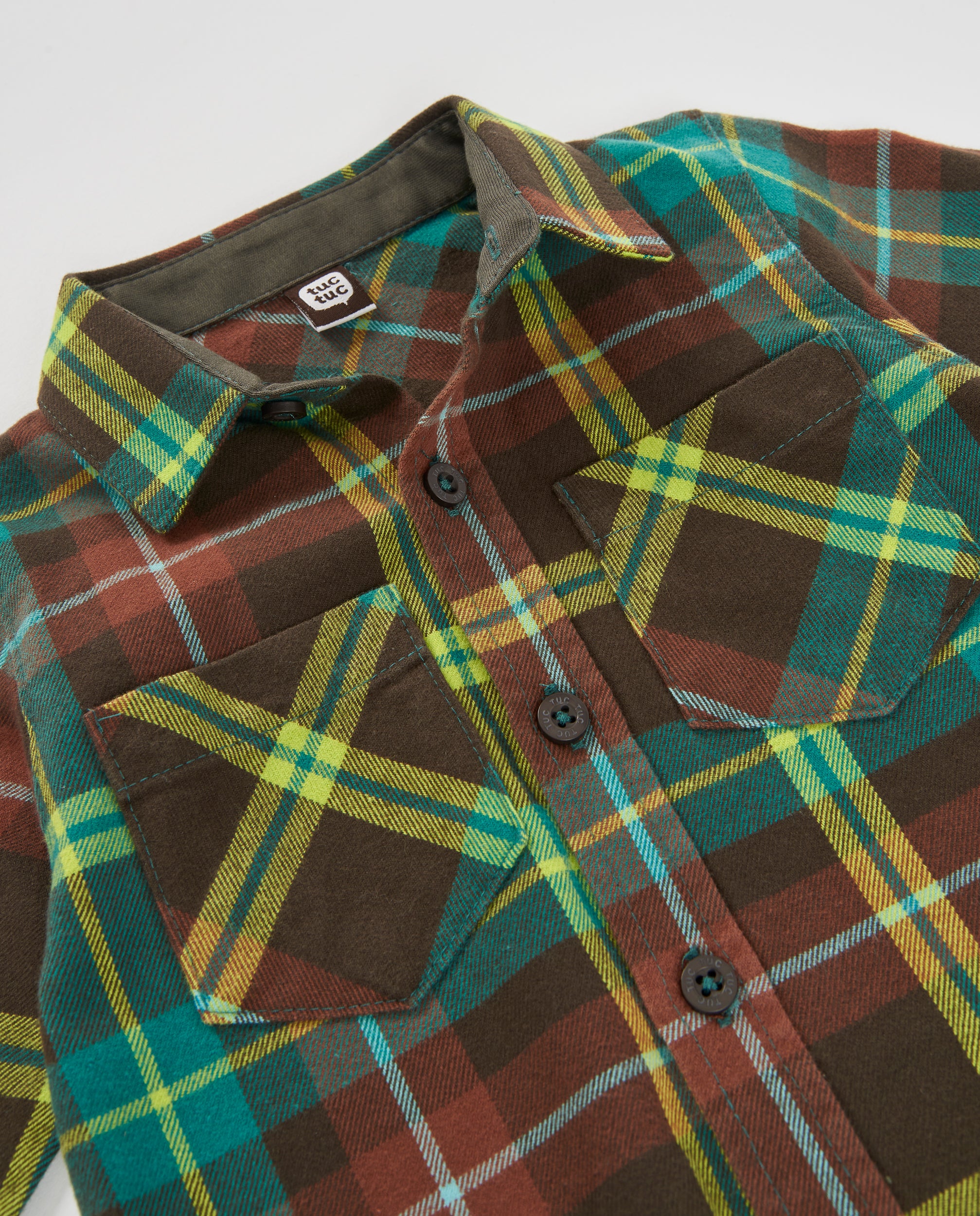 TucTuc Camicette camicia tartan marrone doppia tasca