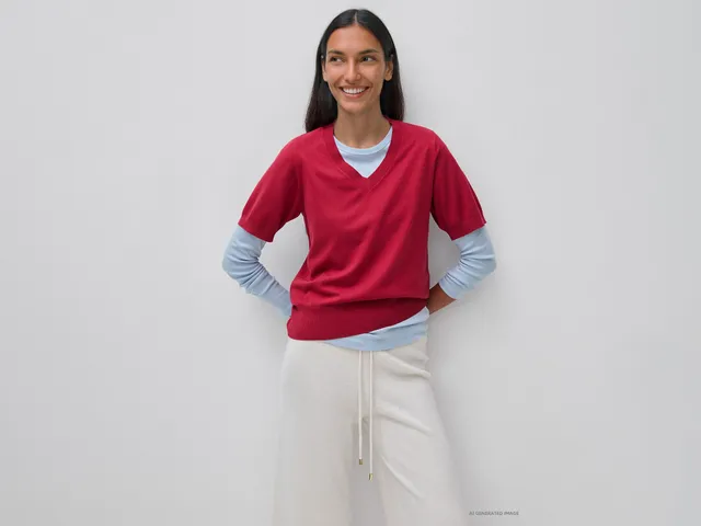 United Colors of Benetton Sweaters Maglia scollo V viscosa manica corta