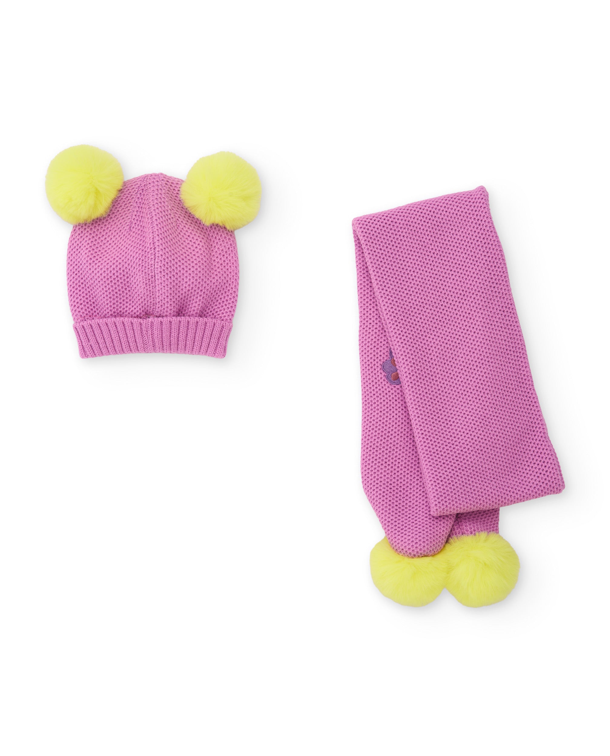 TucTuc Accessori set berretto sciarpa bimba rosa farfalle