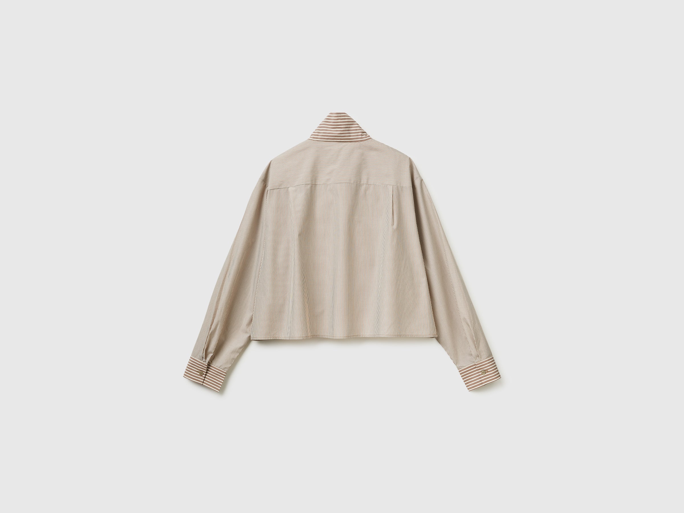 Benetton Camicia Crop Cotone a Righe con Fiocco