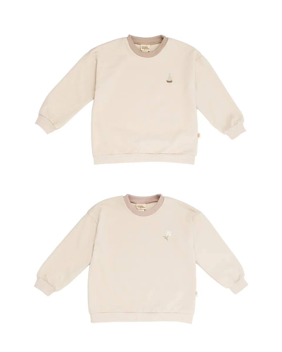 Woolly Organic Sweatshirt GOTS SS27 felpa ricamata bimbi