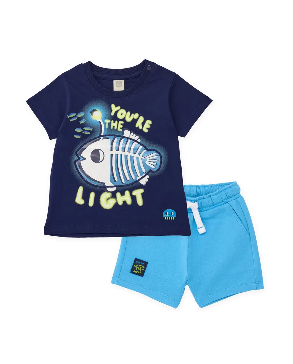 TucTuc Completi Completo bambino pesce blu maglietta+shorts