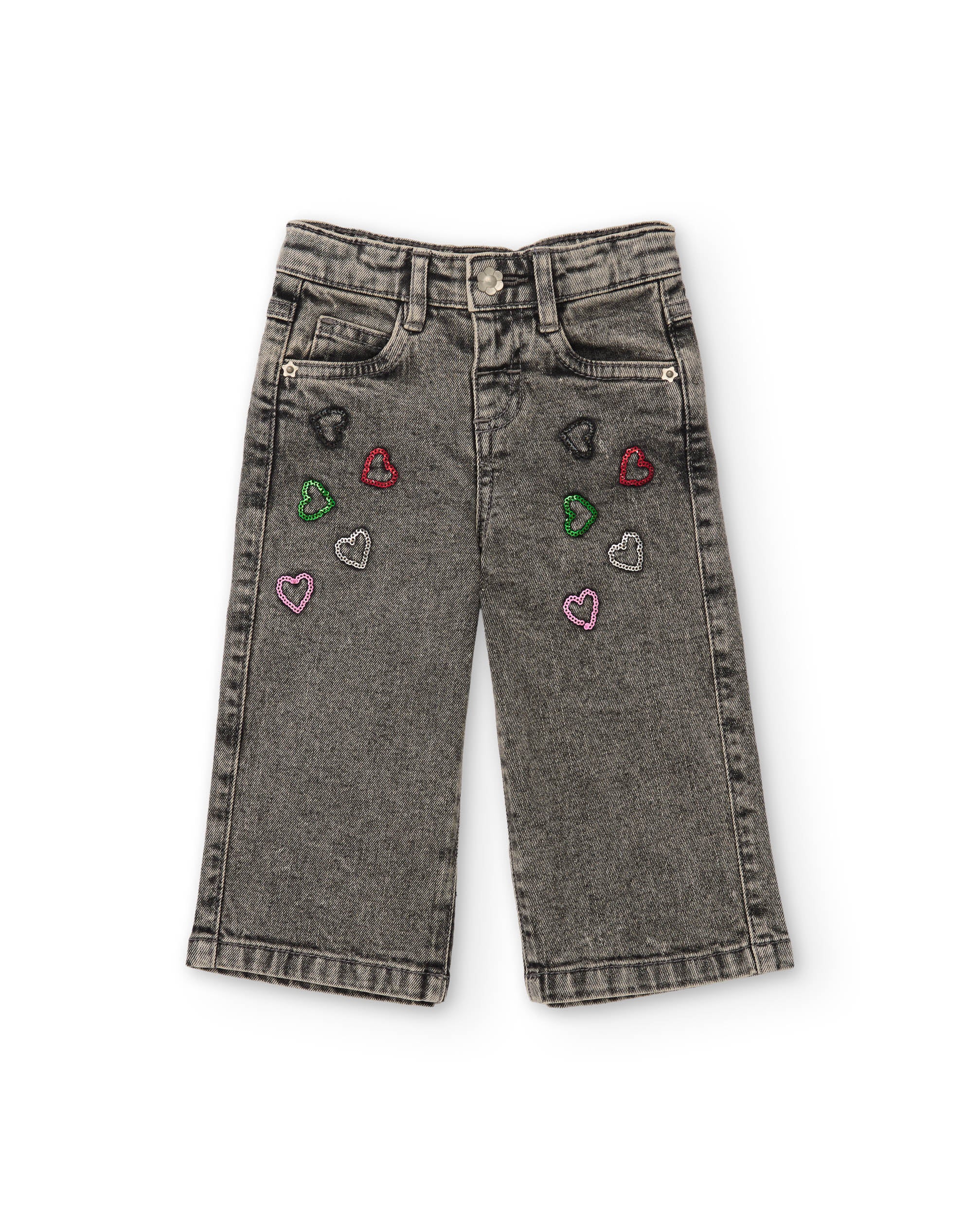 TucTuc Pantaloni Jeans Bambina Rosa Cuori Slavato