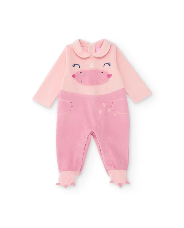 TucTuc Tutine pagliaccetto neonata dinosauro rosa felpa