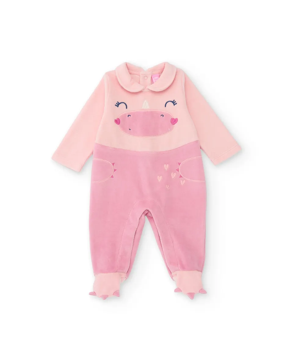 TucTuc Tutine pagliaccetto neonata dinosauro rosa felpa