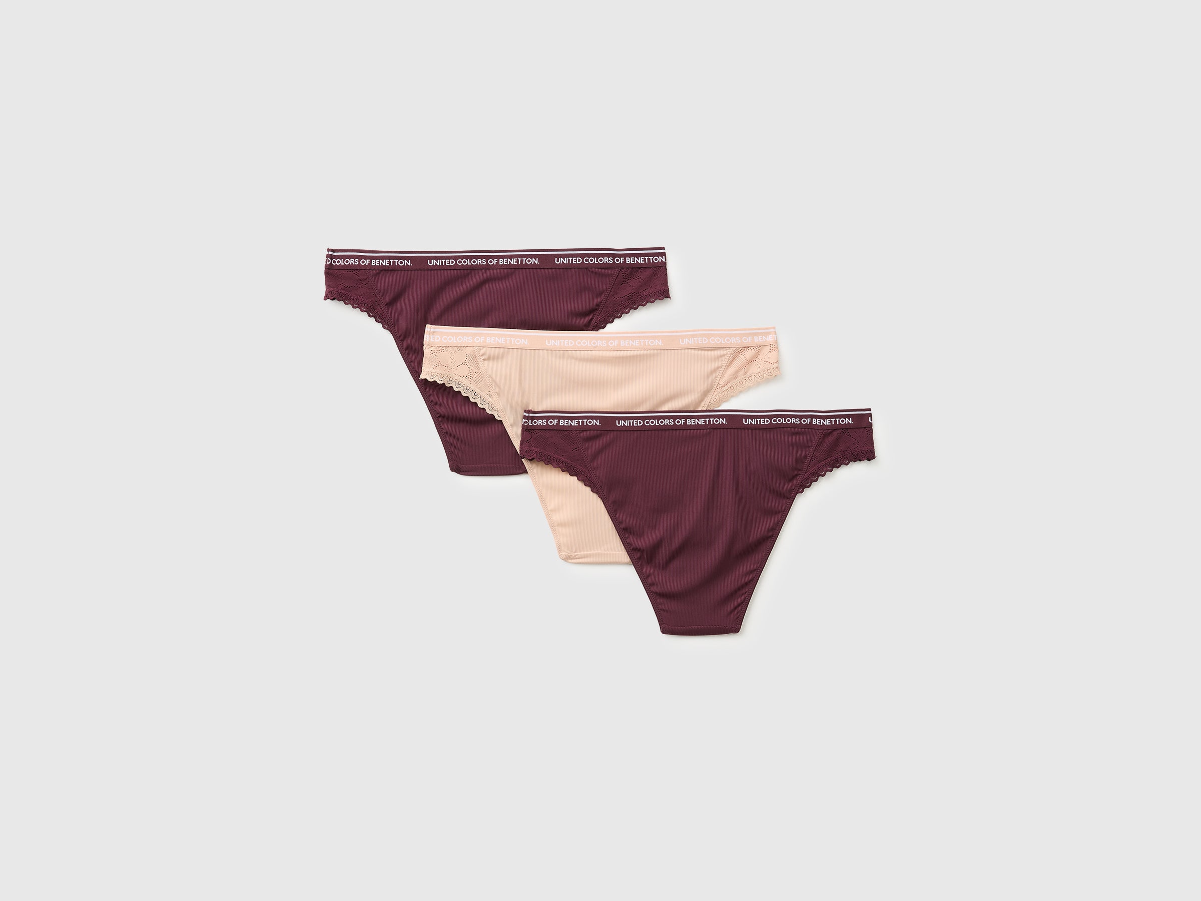 United Colors of Benetton Three Brazilian briefs slip brasiliani 3 pezzi pizzo