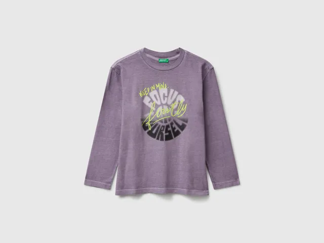 United Colors of Benetton t-shirt slogan cotone manica lunga