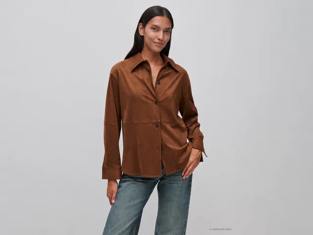 United Colors of Benetton Giacca Camicia Effetto Camoscio Taglia S