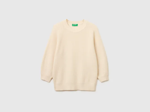 United Colors of Benetton Maglione Balloon Cotone Taglia S Maniche 3/4