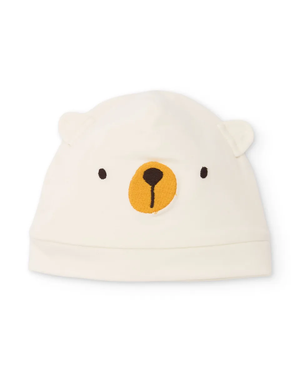 TucTuc Accessori Cappello Neonato Crudo Cotone Orso