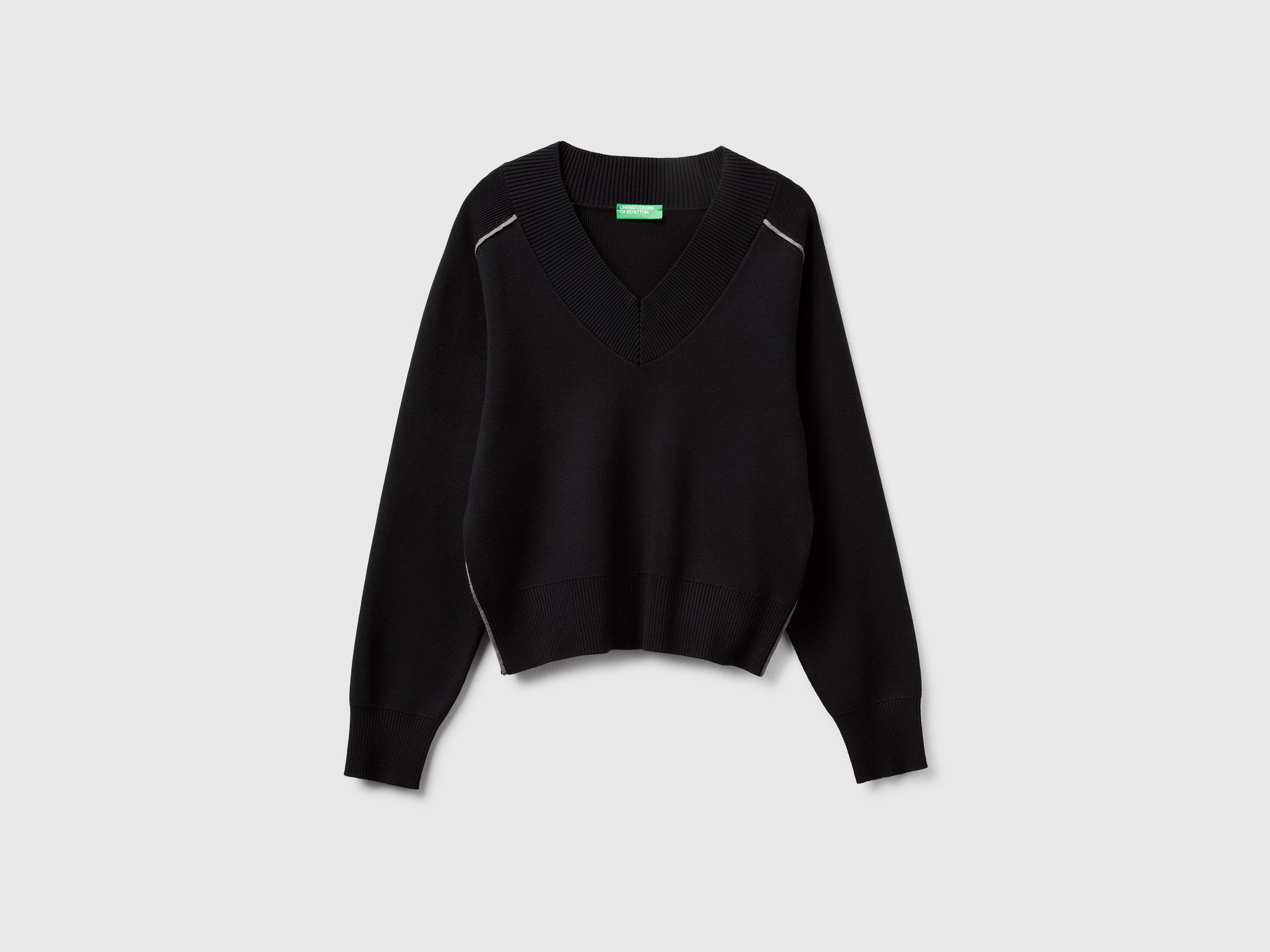Benetton Sweaters maglione scollo V M viscosa ecovero