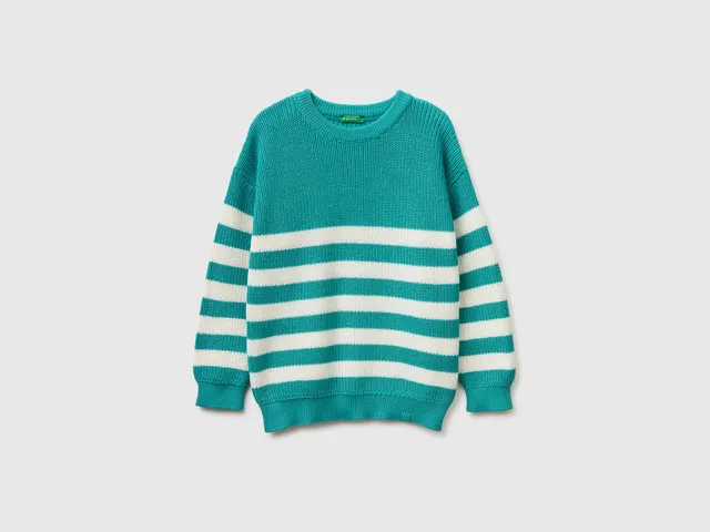 United Colors of Benetton Sweater two-tone stripes maglione L righe