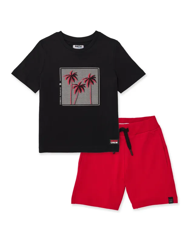TucTuc Completi completo bambino nero t-shirt+bermuda palme