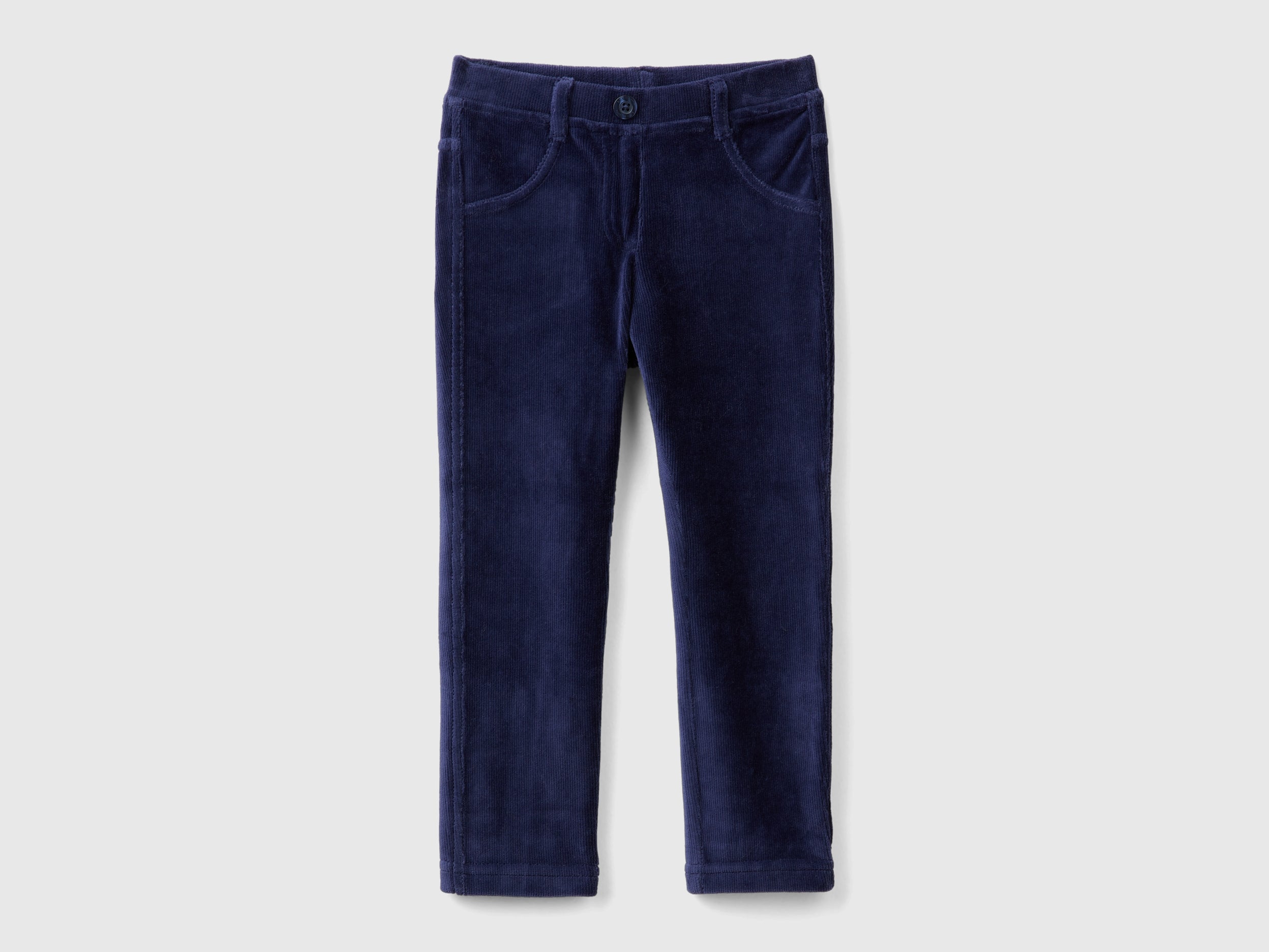 Benetton Pantaloni Ciniglia Coste Cotone Stretch Logo