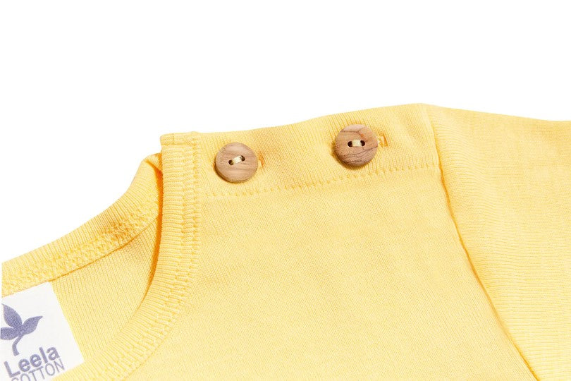 Leela Maglietta Maniche Corte Cotone Gialla Limone 1-2 Anni