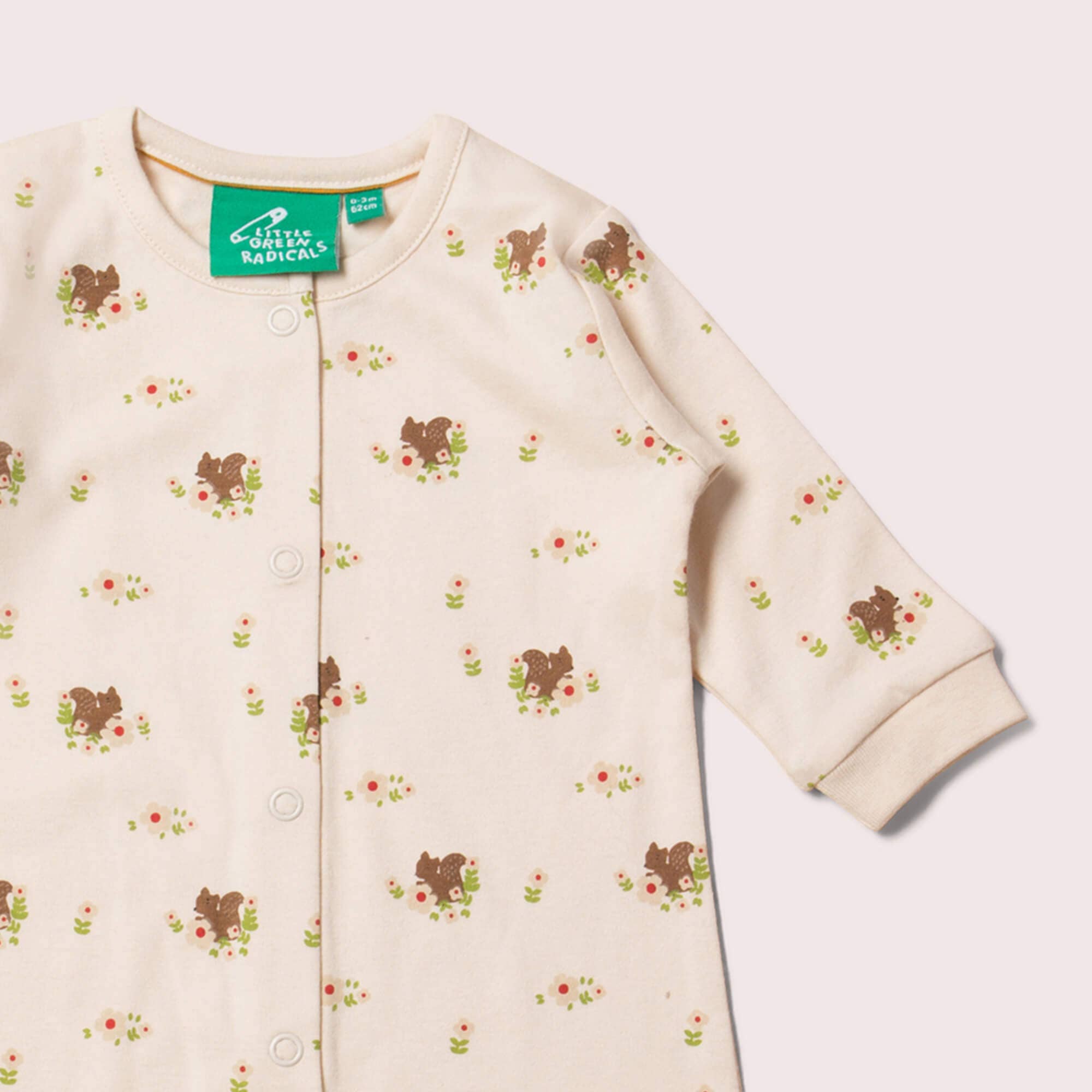 Little Green Radicals tutina scoiattolo cotone bio piedini