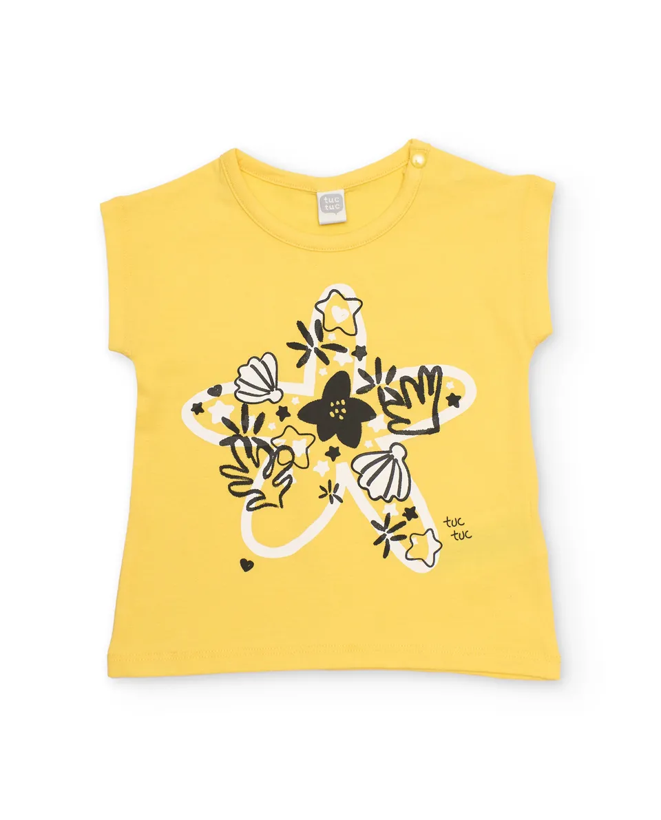 TucTuc Maglietta jersey stella marina bambina giallo cotone