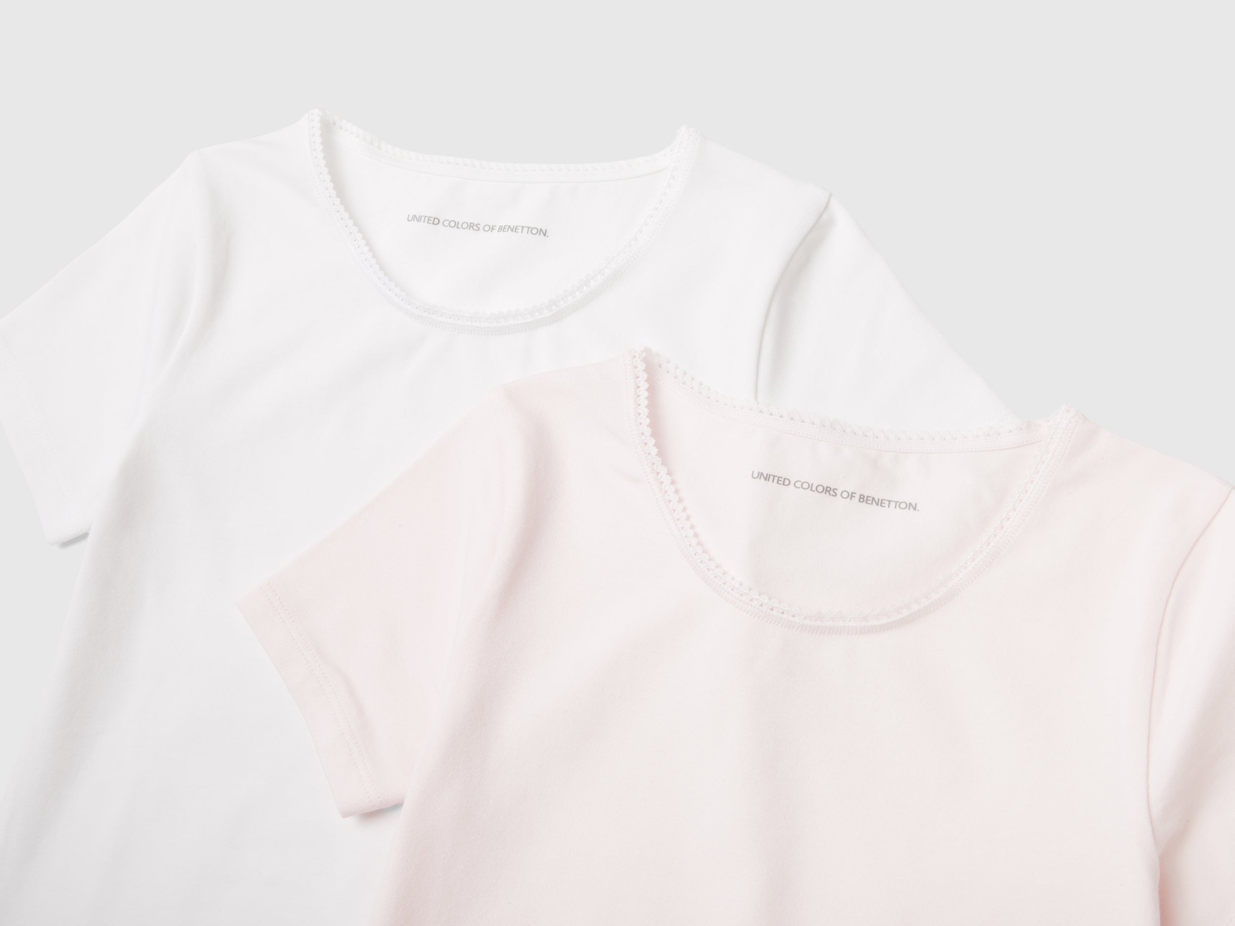 United Colors of Benetton set 2 magliette cotone pizzo donna
