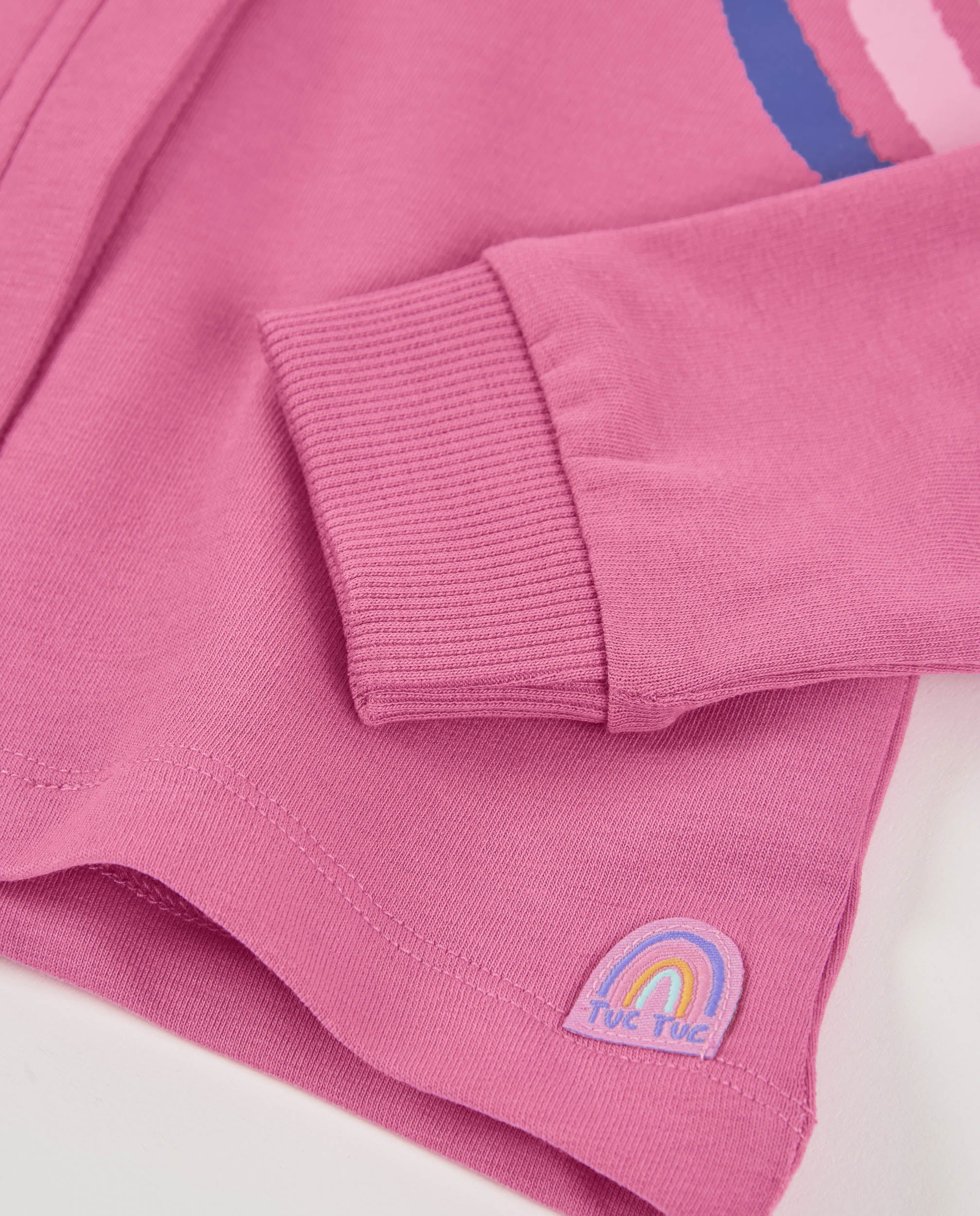 TucTuc Felpe Felpa Bambina Corta Rosa Arcobaleno